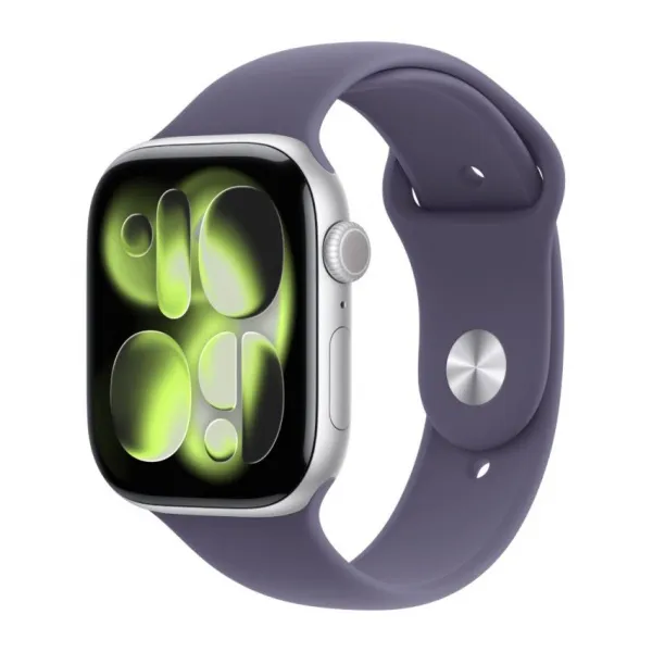 Apple Watch Series 11 46mm Aluminum Silver Case Purple Fog Sport Band S/M