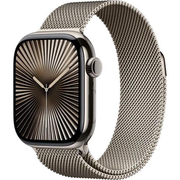 Apple Watch Series 10 42mm Natural Titanium Case Natural Stainless Steel Milanese Loop