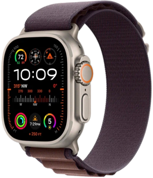Apple Watch Series Ultra 2 49mm Natural Titanium Case with Indigo Alpine Loop L