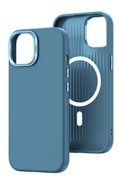 Чехол WIWU Leather Magsafe 15 Pro Max (Cyan)